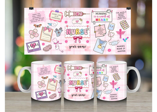 Pink Personalised Nurse Mug