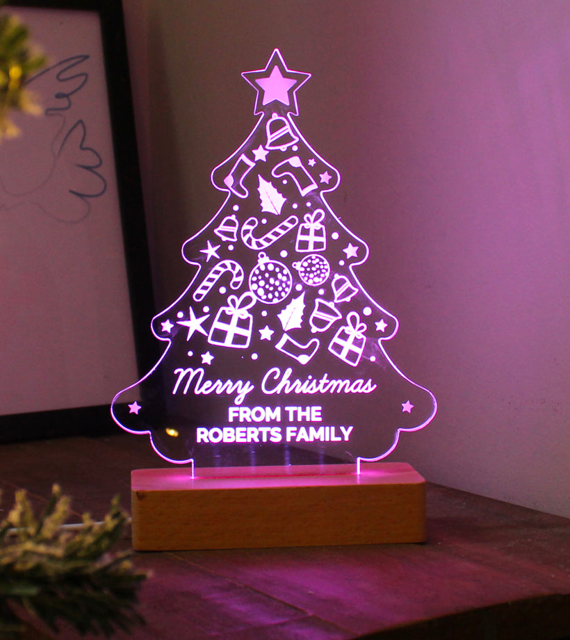 Personalised Christmas Tree Wooden Based LED Light