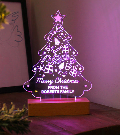 Personalised Christmas Tree Wooden Based LED Light