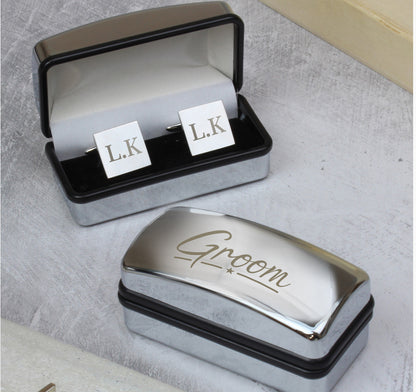 Personalised Groom Wedding Cufflinks and Box Set