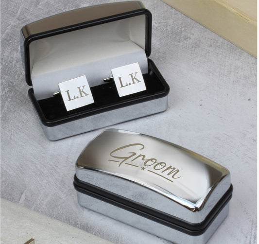 Personalised Groom Wedding Cufflinks and Box Set