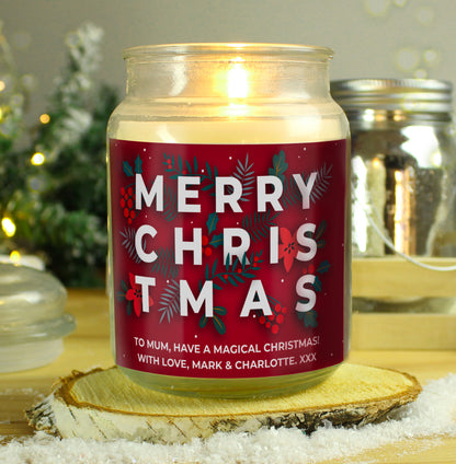 Personalised Christmas Large Scented Jar Candle