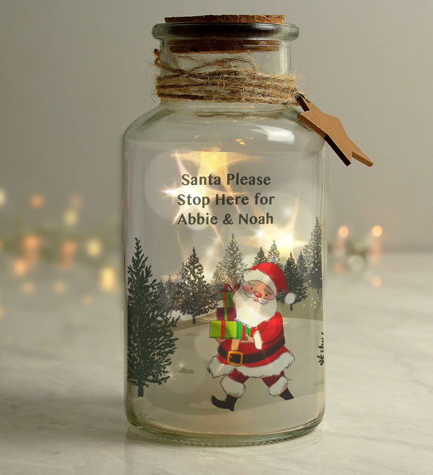 Personalised Santa LED Glass Jar