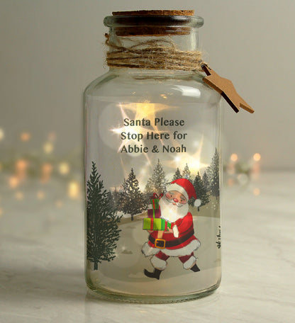 Personalised Santa LED Glass Jar