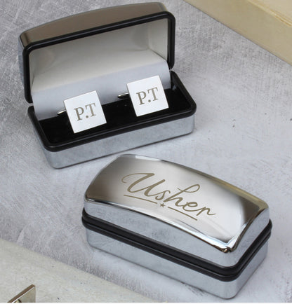 Personalised Usher Wedding Cufflinks and Box Set