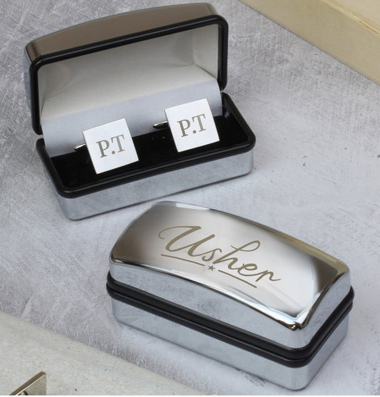 Personalised Usher Wedding Cufflinks and Box Set