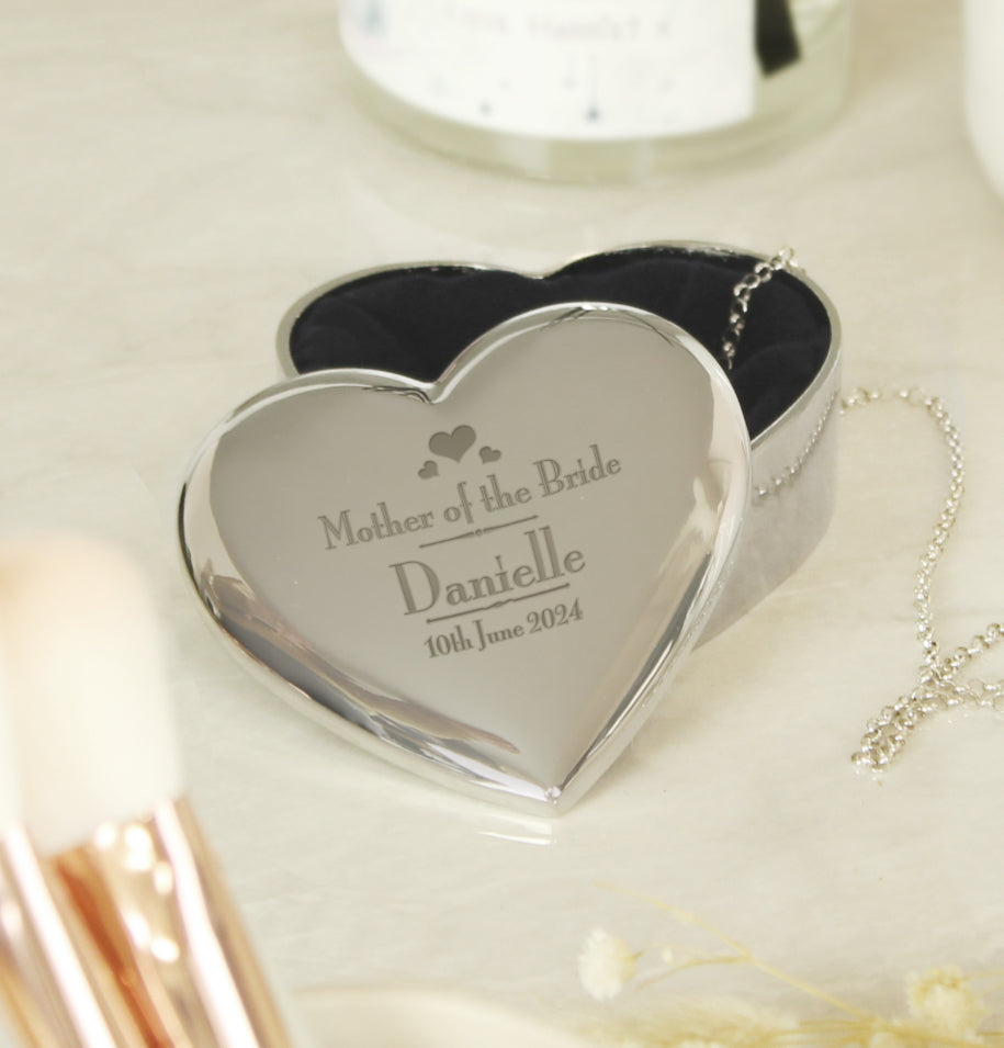 Personalised Decorative Wedding Mother of the Bride Heart Trinket Box