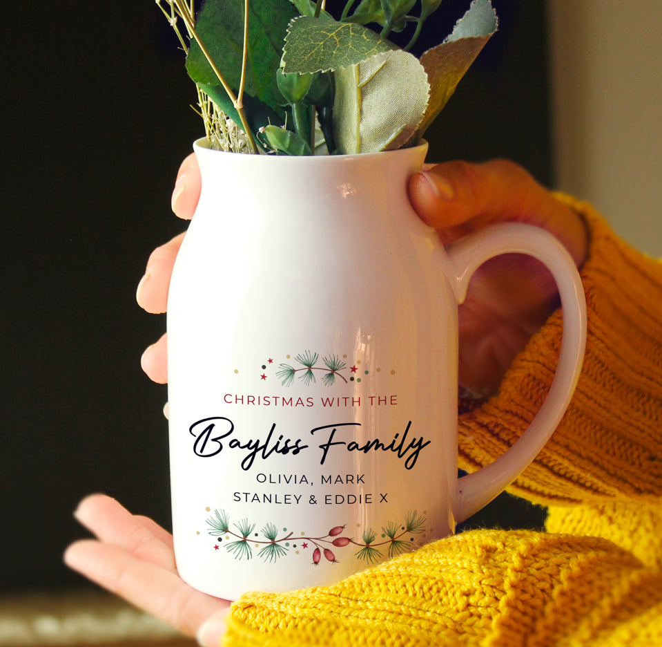 Personalised Christmas Flower Jug