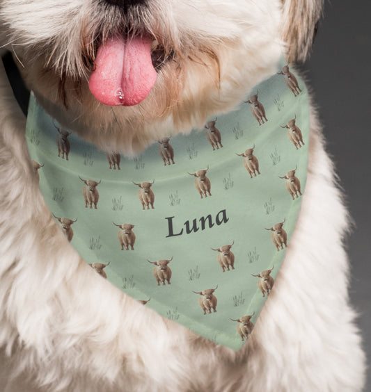 Personalised Highland Cow Dog Bandana