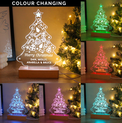Personalised Christmas Tree Wooden Based LED Light