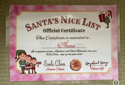 Personalised Candy Cane Nice List Certificate