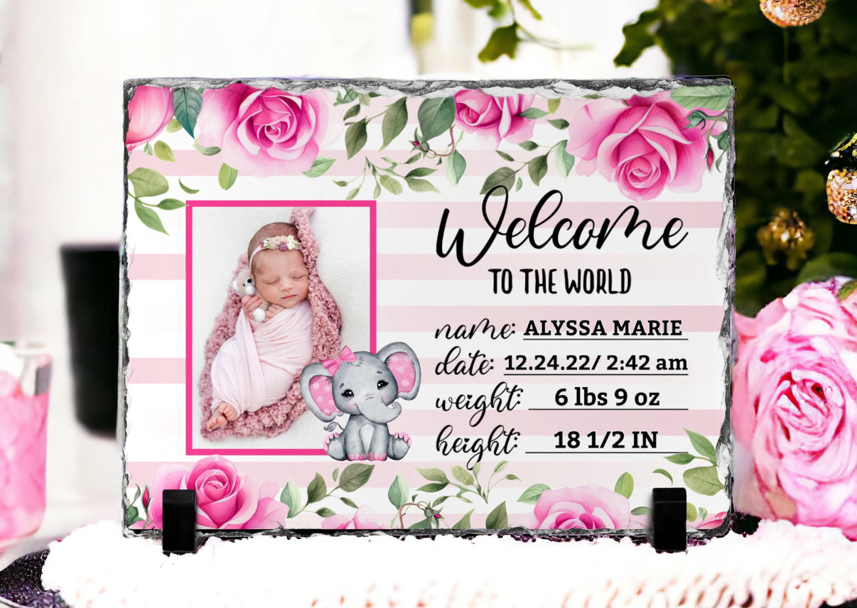 Welcome To The World Pink Photo Slate