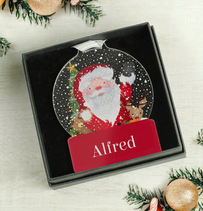 Personalised Santa Acrylic Snowglobe Decoration