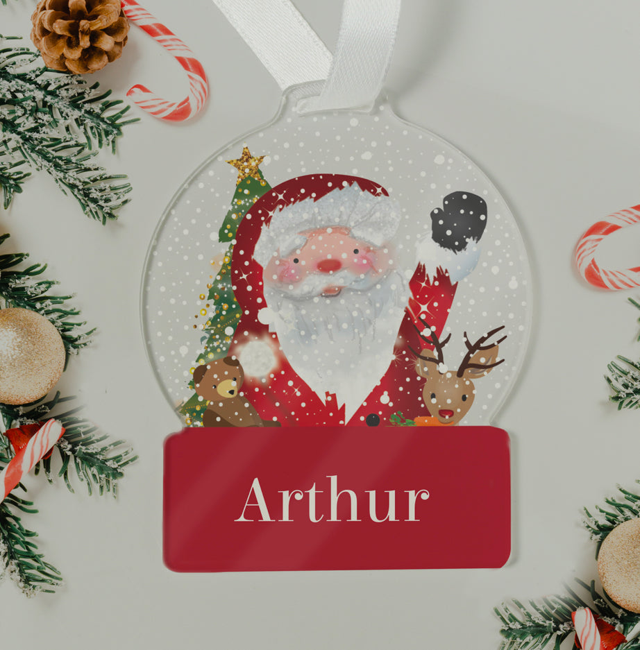 Personalised Santa Acrylic Snowglobe Decoration