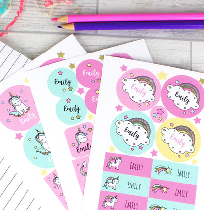 Personalised Baby Unicorn Sticker Set