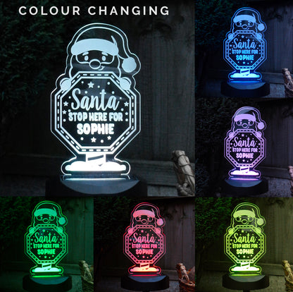 Personalised Santa Stop Here Sign Outdoor Solar Light