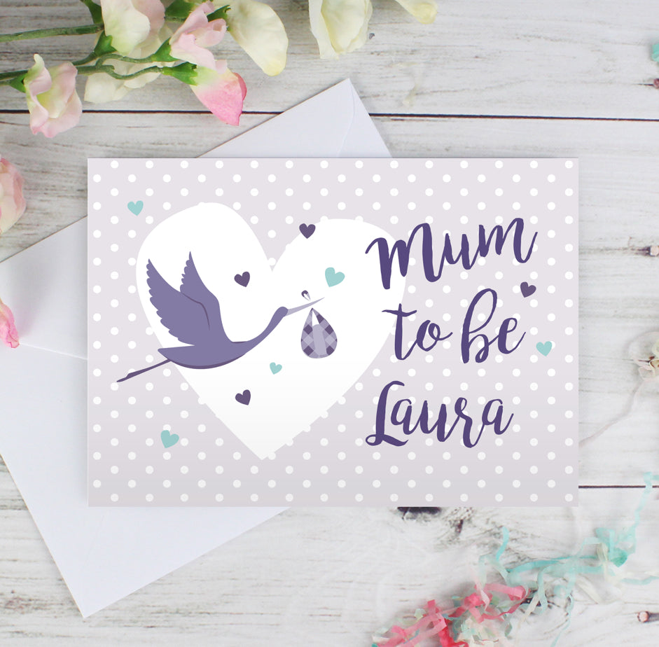 Personalised Mum to Be Stork Card