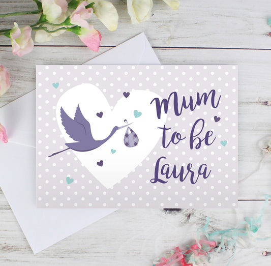 Personalised Mum to Be Stork Card