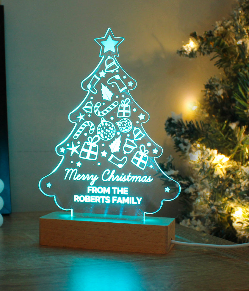 Personalised Christmas Tree Wooden Based LED Light