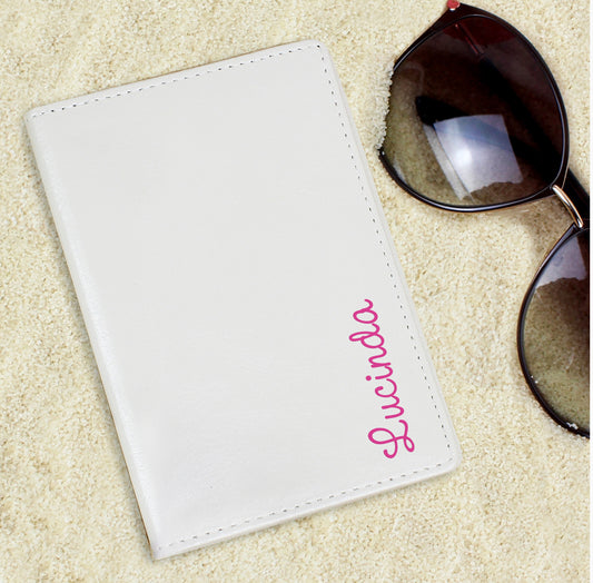 Personalised Pink Name Cream Passport Holder