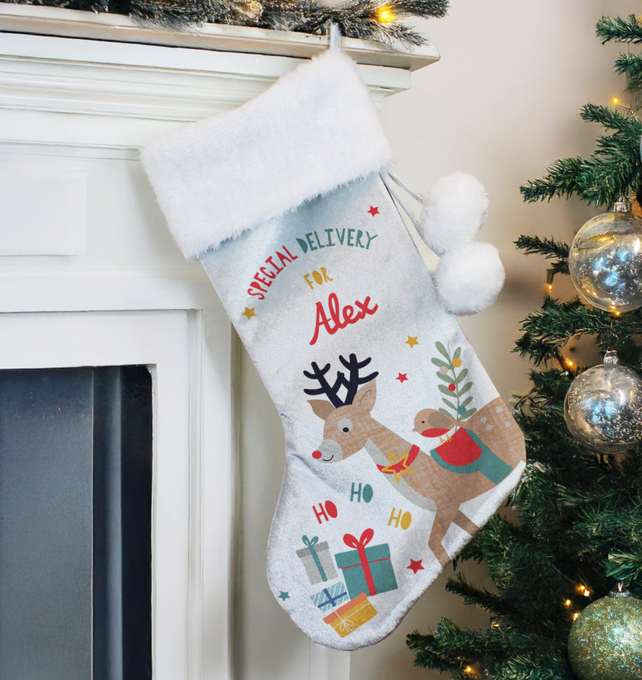 Personalised Reindeer Christmas Stocking