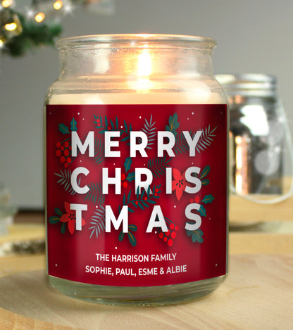Personalised Christmas Large Scented Jar Candle