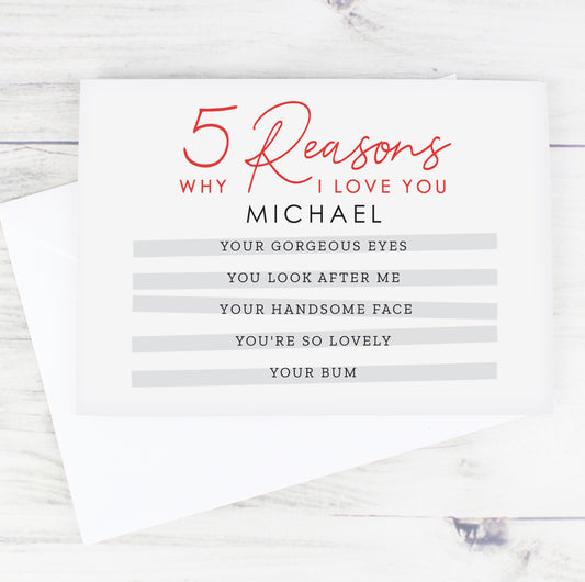 Personalised 5 Reasons Why Card