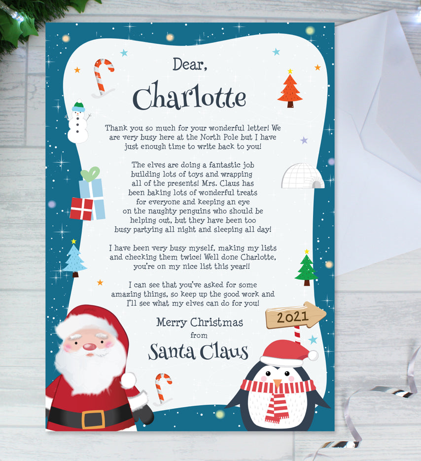 Personalised Christmas Penguin Letter