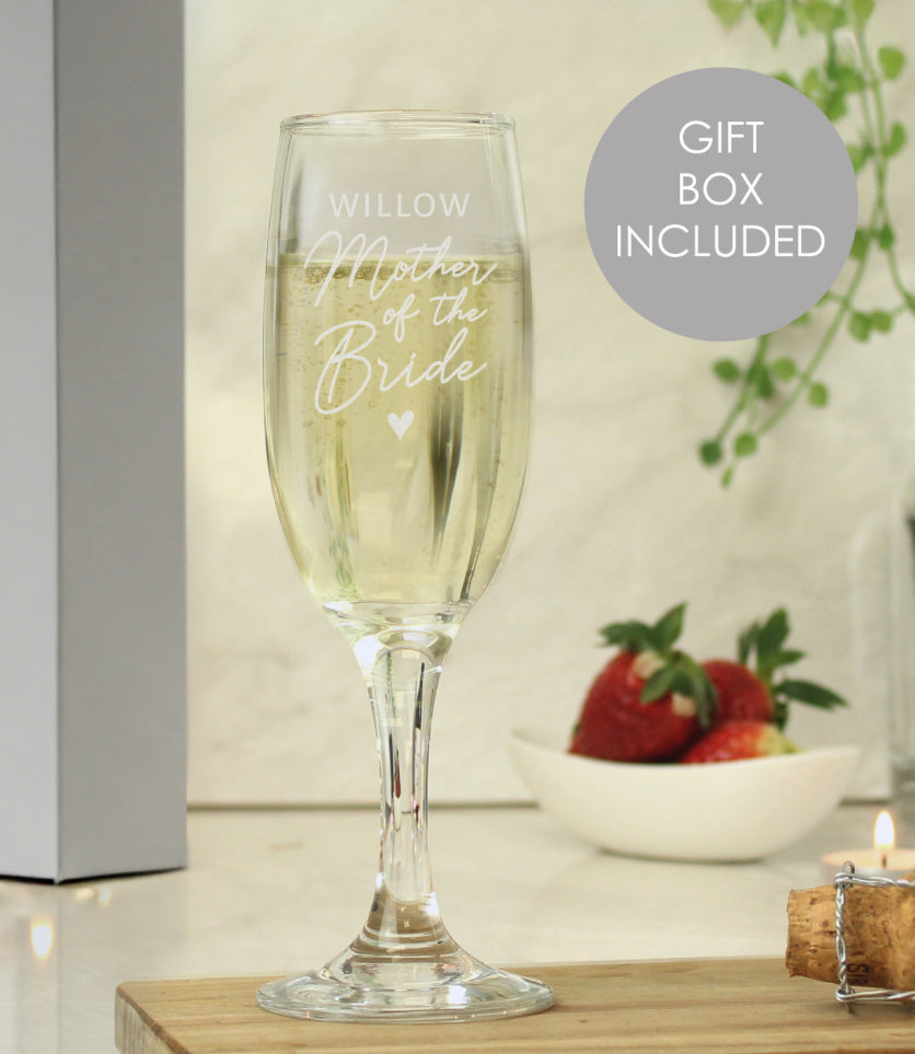 Personalised Mother of the Bride Flute Glass