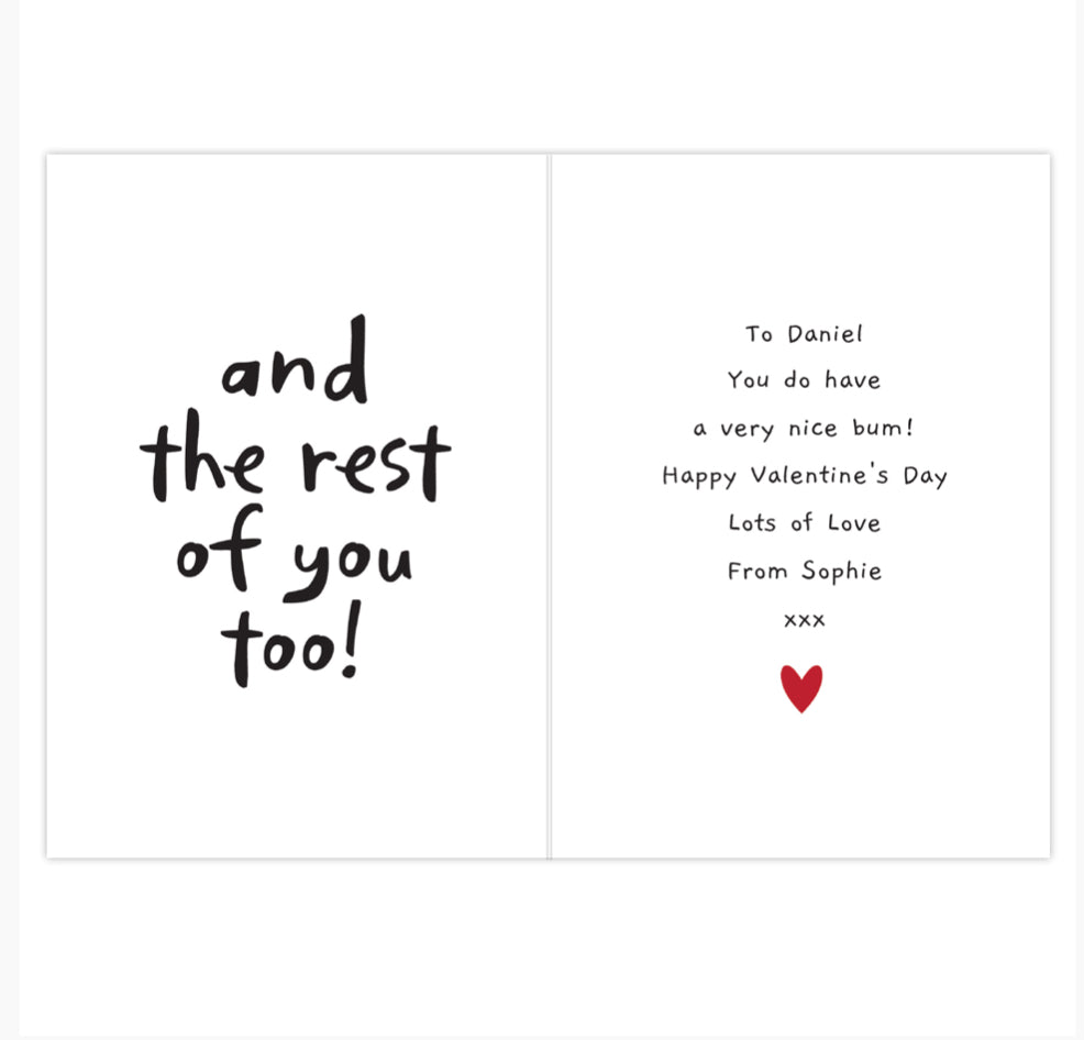 Personalised I Like Your Bum Card