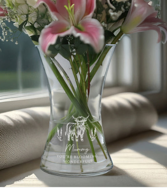 Personalised Highland Cow Waisted Vase