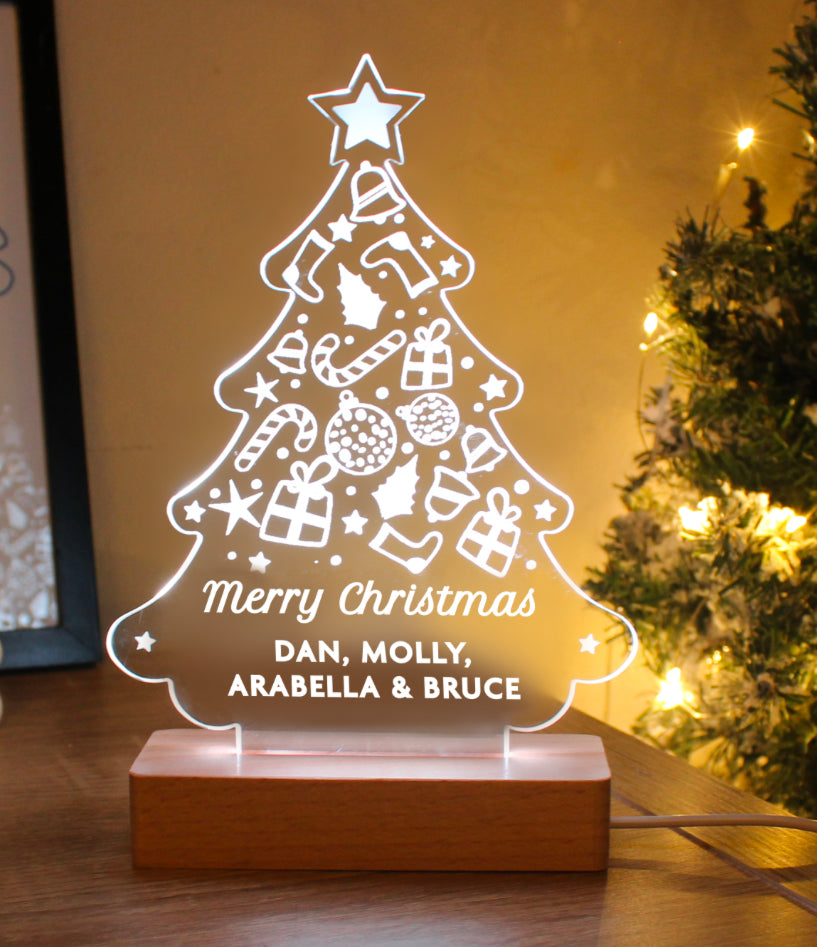 Personalised Christmas Tree Wooden Based LED Light