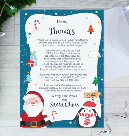Personalised Christmas Penguin Letter