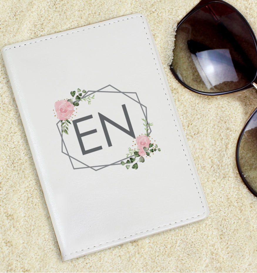 Personalised Floral Cream Passport Holder
