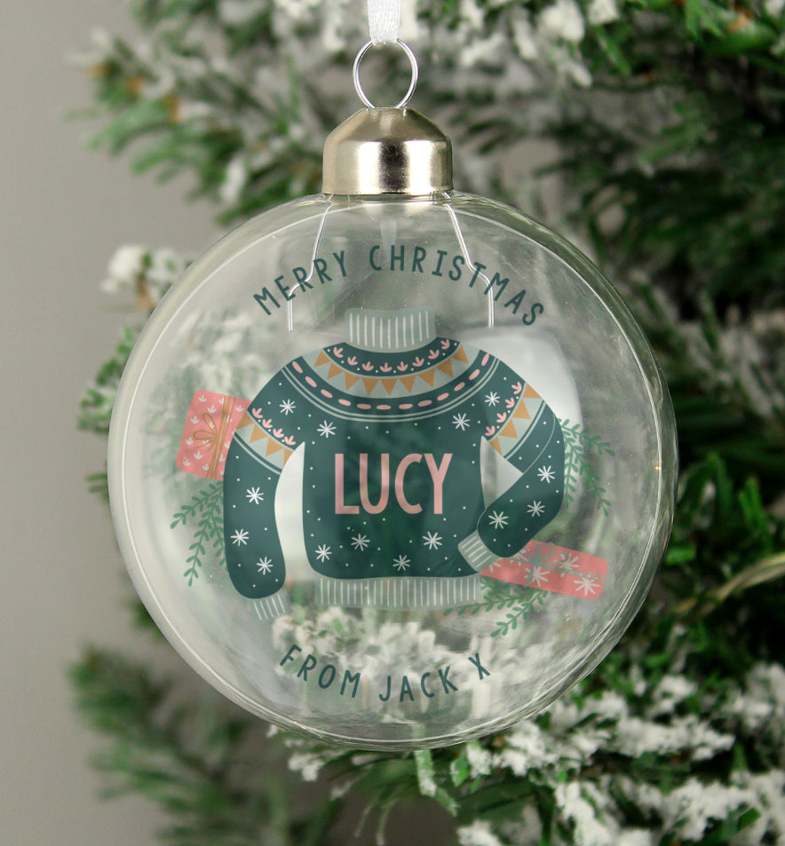 Personalised Cosy Christmas Glass Bauble