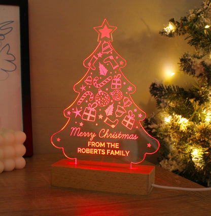 Personalised Christmas Tree Wooden Based LED Light