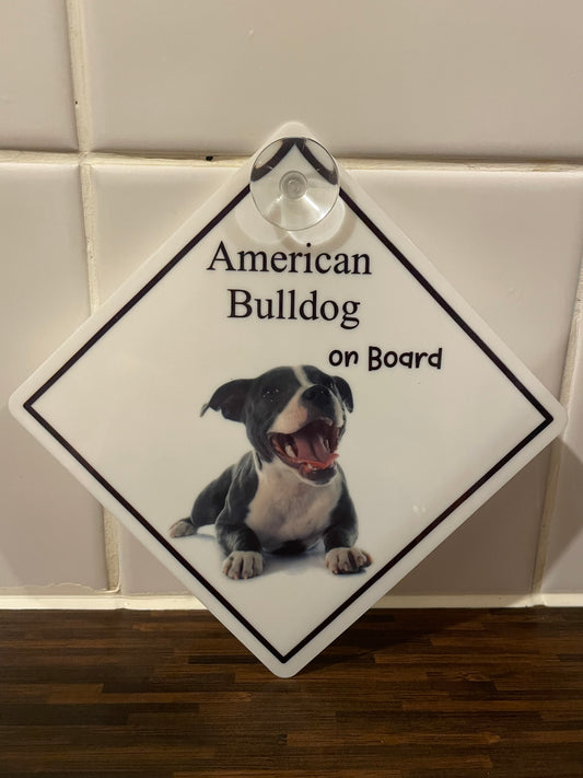 American Bulldog On Board Car Sign