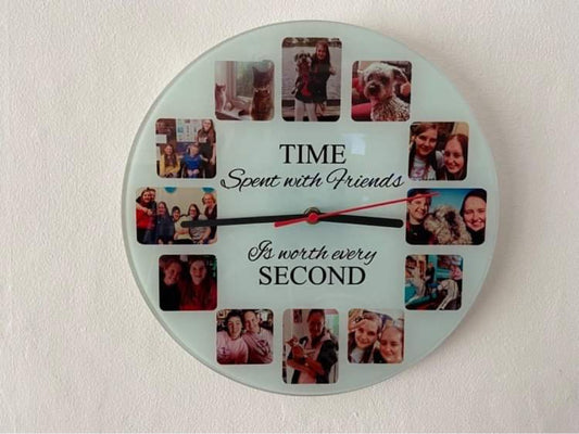 Time Spent With Friends 30cm Glass Clock